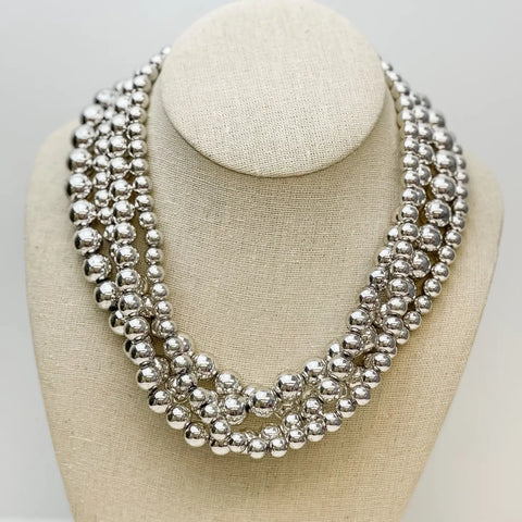 Silver Bead 4 strand Necklace