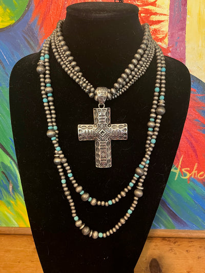 Cross Concho 6 Strand Necklace