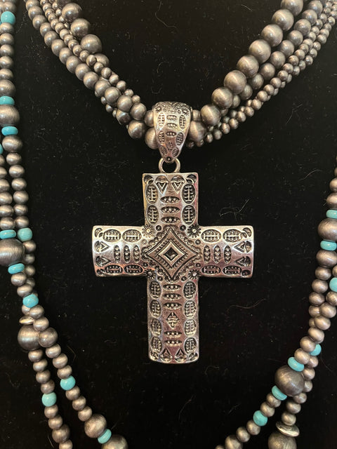 Cross Concho 6 Strand Necklace