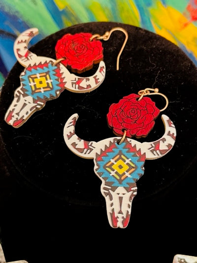 LONGHORN & ROSE EARRINGS