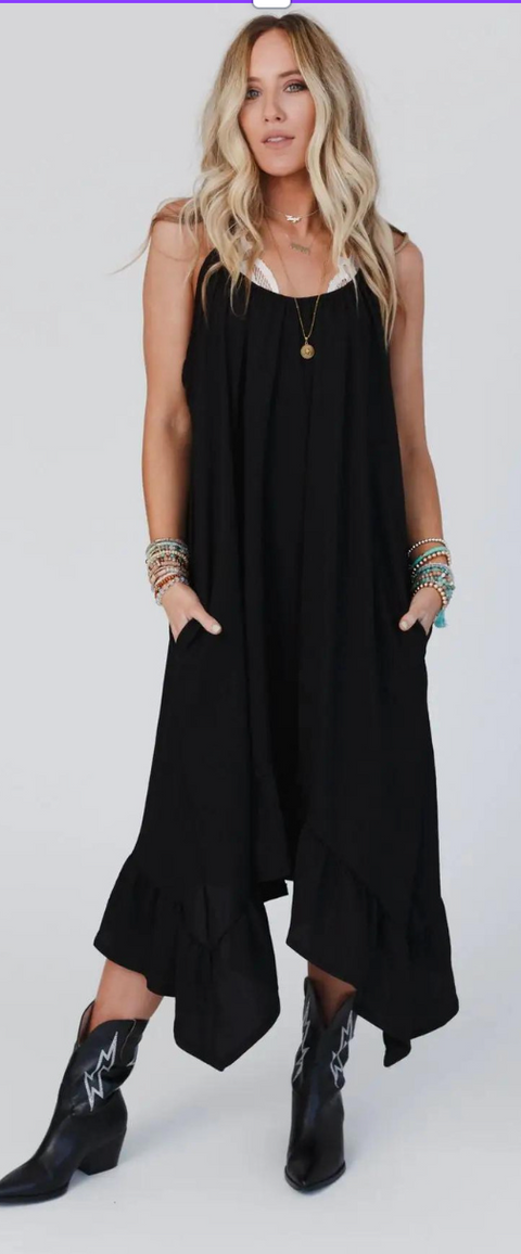 Boho Chic Black Dress -
