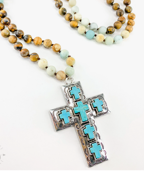Semi precious beads/Turquoise Cross