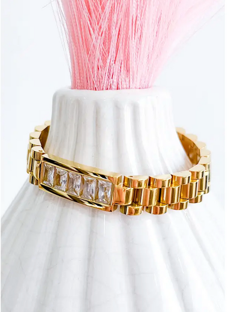 Gold Crystal Inlay Watch Band