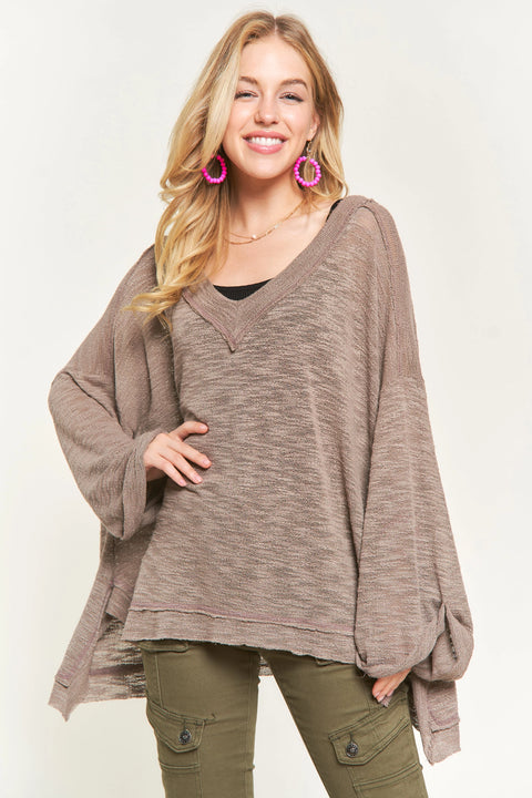 Charcoal or Latte Brown V Neck Tunic