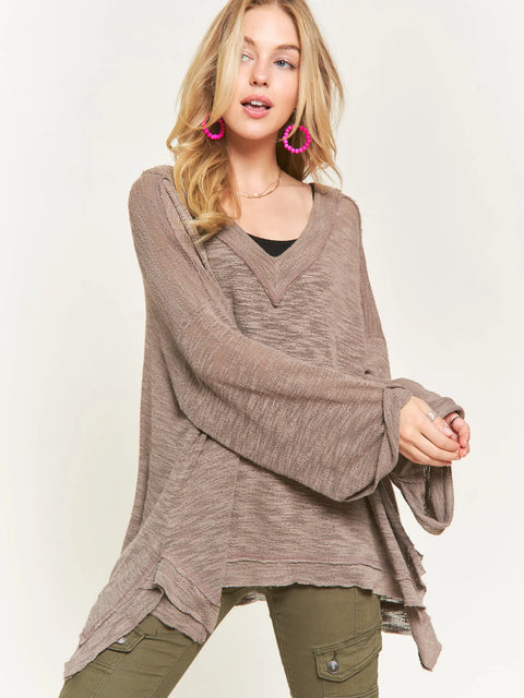 Charcoal or Latte Brown V Neck Tunic