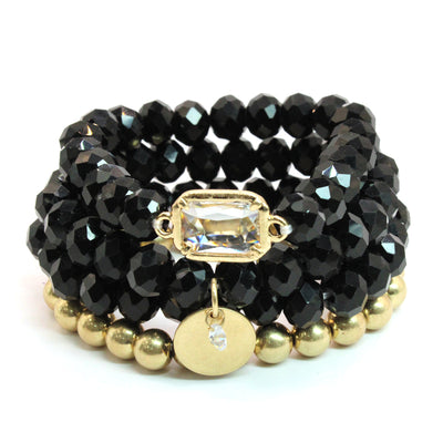 Black 4 Strand Crystal Bracelet
