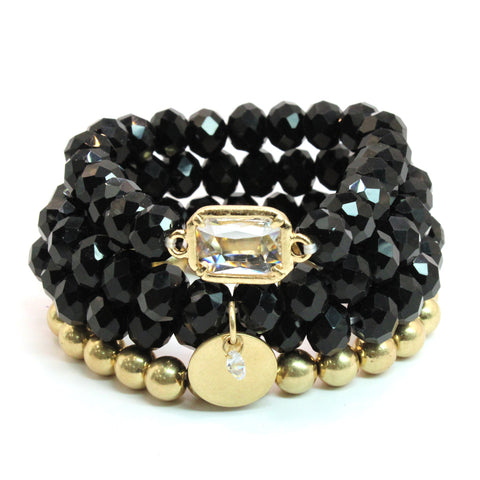 Black 4 Strand Crystal Bracelet