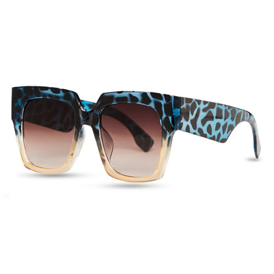 Teal Blue Leopard Sunglasses (oversize)