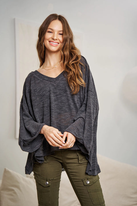 Charcoal or Latte Brown V Neck Tunic