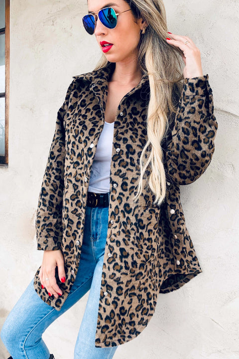 Jessie Leopard  SNAP Side Shacket