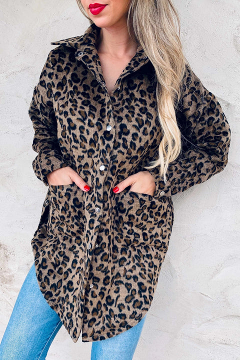 Jessie Leopard  SNAP Side Shacket