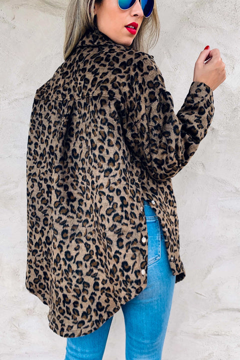 Jessie Leopard  SNAP Side Shacket