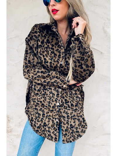 Jessie Leopard  SNAP Side Shacket