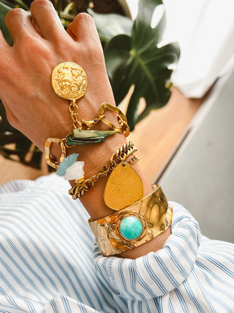 Silver or Gold Turquoise Cuff