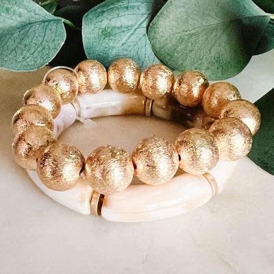 Ivory and Gold Ball Bracelet