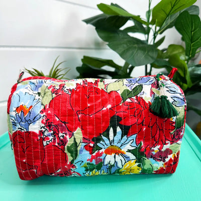 Red Floral Make-up Bag