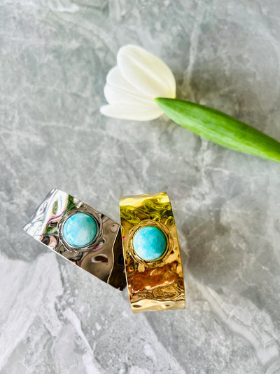 Silver or Gold Turquoise Cuff