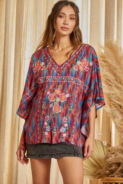 Sandra Poncho Flow Embroidered Tunic