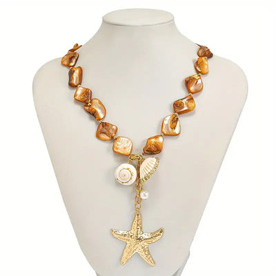 Sea Breeze  Faux Pearl Shell Necklace