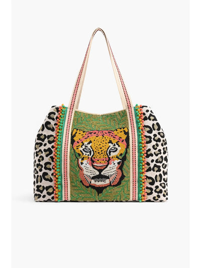 Beaded Leopard Embellished Tote