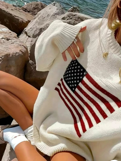 USA WHITE FLAG SWEATER (preorder 6/5)