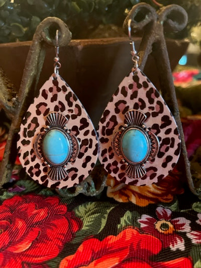 Leopard Concho Turquoise Earrings