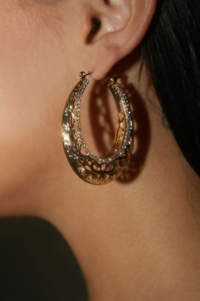 Spanish Lace Oval Hoop Earrings