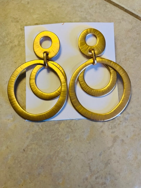 Double Circle Gold Earrings