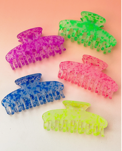 5 Colors NEON Hair Claws 4"L
