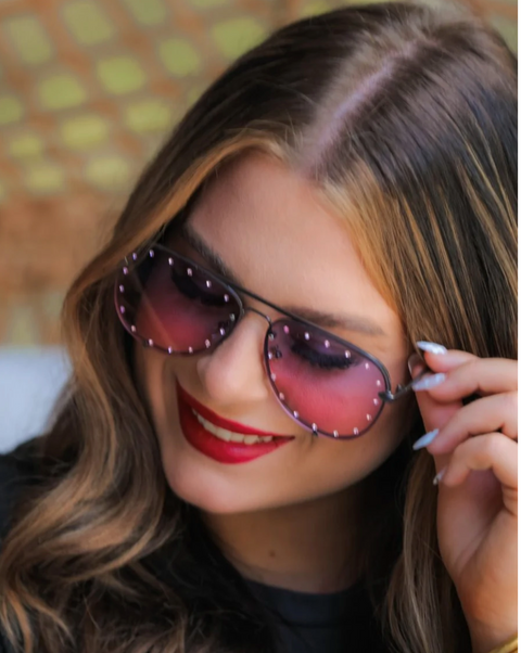 Loving Life Pink Bling Aviators