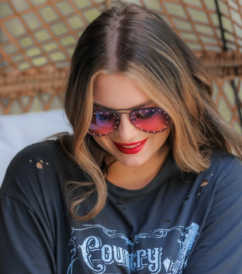 Loving Life Pink Bling Aviators