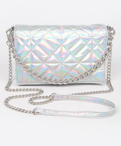 SILVER METALLIC  Quilted Crossbody PURSE