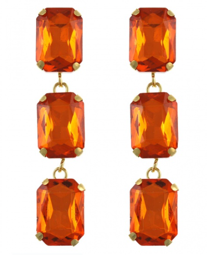 Orange Triple Drop Glass Earrings