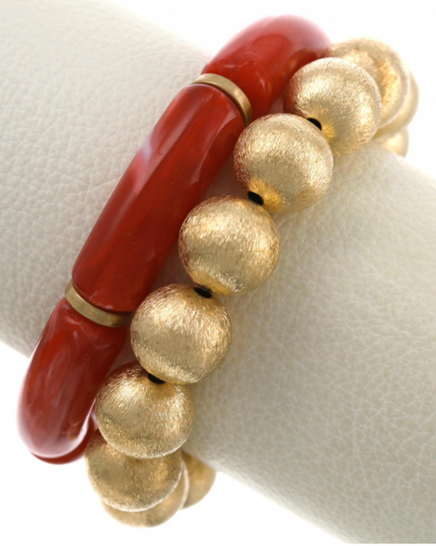 Red and Gold stack Bracelets