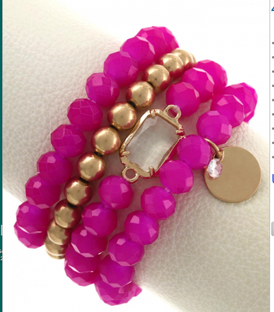 Fuchsia Stretch Crystal Bracelet