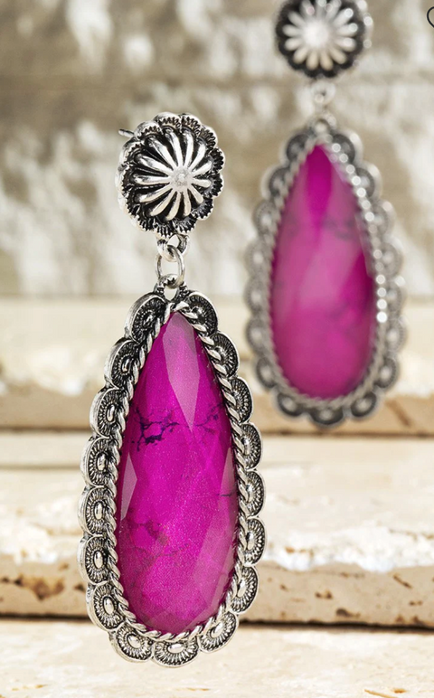 Fuchsia, Mustard, Turquoise or Black Silver Earrings