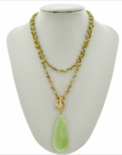 Mint Green Agate Toggle Necklace