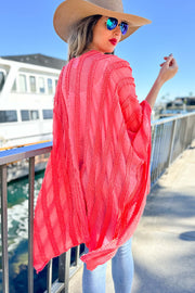 Coral Embroidered Kimono