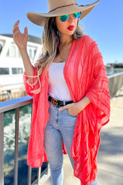 Coral Embroidered Kimono