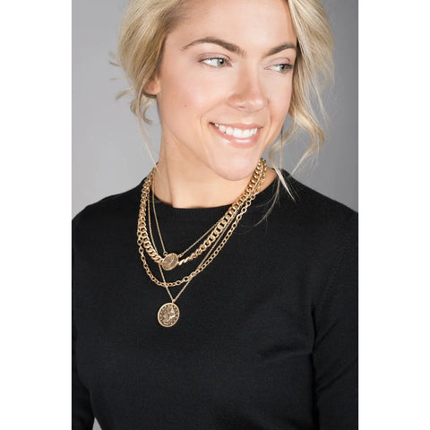 4 Layers Silver Coin Necklace