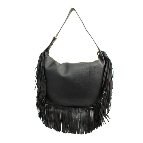 Flirty Fringed Oversized Vegan Leather Purse  Camel  or Black