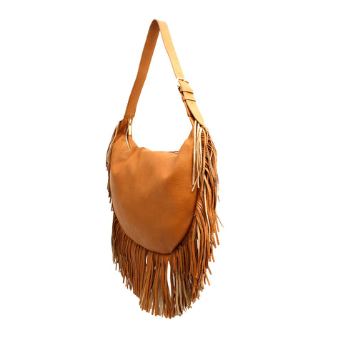 Flirty Fringed Oversized Vegan Leather Purse  Camel  or Black