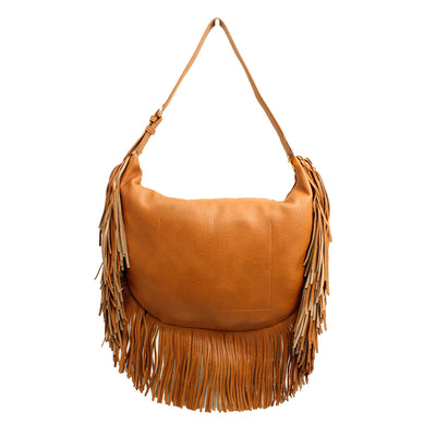 Flirty Fringed Oversized Vegan Leather Purse  Camel  or Black