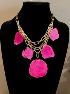 Pink Nugget Multi strand Necklace